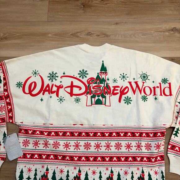 Disney Santa Mickey Mouse ''Merry Christmas'' Fair Isle Spirit Jersey Adults XL - Picture 3 of 6